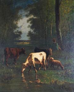 CORTES Y AGUILAR Andres 1810-1879,Le gardien de troupeau,Ruellan FR 2022-07-23