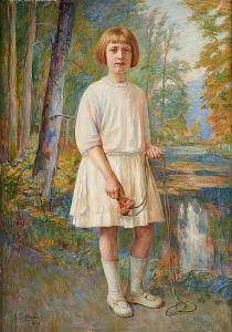 Corthals Leon 1877-1935,Jeune fille à la corde à sauter sur fond de parc,1924,Horta BE 2021-06-21