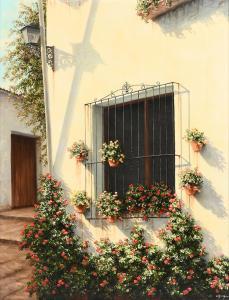 CORTINA Y ARREGUI Enrique,Facade with Iron Window Grate and Floral Decoratio,Burchard 2023-01-22