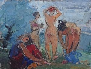 Cosmescu Lucia 1916-1969,Femei la scăldat / Women bathing,GoldArt RO 2017-09-27