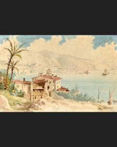 COSTA Emmanuel 1833-1921,VUE DE MENTON,Besch Cannes Auction FR 2023-12-30