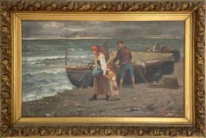 COSTA G 1800-1900,Italian figures beside fishing boats on a beach,Gardiner Houlgate GB 2021-09-23