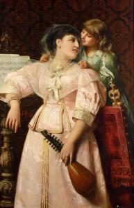COSTA Giovanni 1833-1893,Figura femminile con bimba e mandolino,Cambi IT 2024-03-28