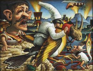 COSTA Giuliano 1960,Pulcinella su rinoceronte volante,2013,Sant'Agostino IT 2022-12-20