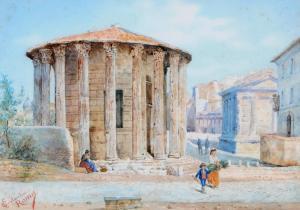COSTANTINI C 1800-1800,Scorcio di Roma con il tempio di Vesta e figure,Antonina IT 2012-11-09