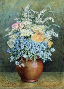 COSTEKER Jane 1800-1900,Still life of flowers in ceramic pot,1885,Canterbury Auction GB 2016-11-29