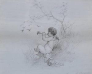 COSTELLO H,cherub playing pipes to the birds,Burstow and Hewett GB 2010-10-20