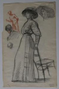 COSTILHES André Eugène 1865-1940,Étude de femme au chapeau,Art Valorem FR 2022-04-13