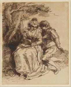 COSWAY Richard 1742-1821,Study of a courting couple seated under a tree,Rosebery's GB 2024-02-27