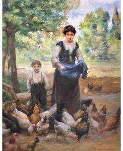 COTARD DUPRE Therese 1877-1920,Fermiere et Enfant au Pre,Shapiro Auctions US 2018-03-07