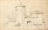 COTMAN John Sell 1782-1842,A man seated on a fortified building,1815,Bonhams GB 2018-10-24