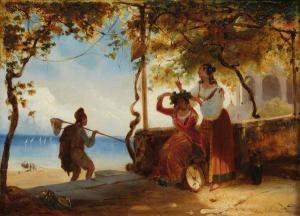 COTTRAU Félix 1799-1852,Trois personnages devant le golfe de Na,AuctionArt - Rémy Le Fur & Associés 2020-03-18