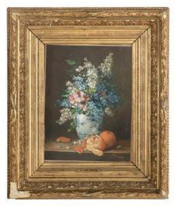 COUDER Gustave Emile 1845-1903,Still Life of Flowers and Oranges,New Orleans Auction US 2021-06-05