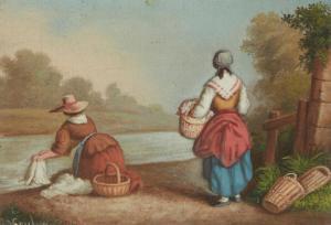 COULON George David 1823-1904,Two women washing clothes,,John Moran Auctioneers US 2024-04-10