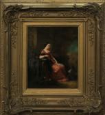 COULON Louis 1819-1855,Elégante au Chien,Galerie Moderne BE 2015-11-17