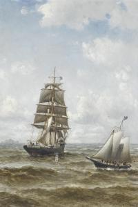 COULTER William Alexander,A merchant brig hove to, awaiting pilot boat No. 1,Bonhams 2014-08-05