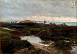 COURANT Maurice Francois A,Pêcheurs bretons sur les rochers,1891,Millon & Associés 2024-01-25