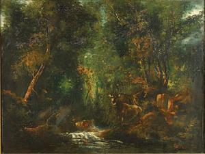COURBET Gustave 1819-1877,Cerf au ruisseau dans un bois,Campo & Campo BE 2007-12-04