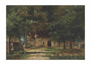 COURBET Gustave 1819-1877,Le jardin de la Mère Toutain à Honfleur,Christie's GB 2013-04-29