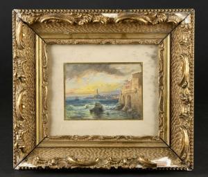 COURDOUAN Vincent 1810-1893,Vue d'un port au coucher de soleil,Daguerre FR 2022-11-29