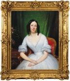 COURT Joseph Désiré,Portrait de jeune femme à la robe blanche, Louise-,1839,Osenat 2022-06-19