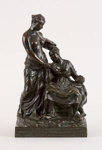 COURTENS Alfred 1889-1967,Allégorie (deux jeunes femmes et enfant),1919,Horta BE 2022-01-17