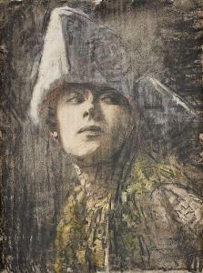 COURTENS Herman 1884-1956,Jeune femme en tenue théâtrale,Horta BE 2022-09-05