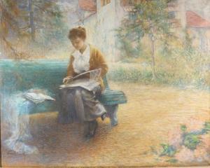 COUSIN,Dentelière à l'ouvrage assise sur un banc,Ruellan FR 2023-01-07