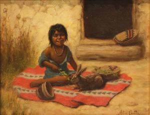 COUTTS Alice 1880-1973,Native American Girl with Rabbit,Clars Auction Gallery US 2019-05-19