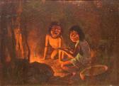 COUTTS Alice 1880-1973,Two Indian Boys by a Fire,Clars Auction Gallery US 2017-07-16