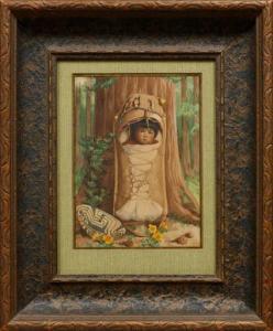 COUTTS Alice 1880-1973,Young Child in Carrier,1924,Neal Auction Company US 2021-10-06