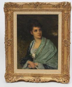 COUTURIER Philibert Leon 1823-1901,Portrait of a Young Woman in La,Hartleys Auctioneers and Valuers 2022-12-07