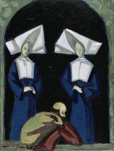 COUTY Jean 1907-1991,Les deux nonnes et le pèlerin,Conan-Auclair FR 2023-07-05