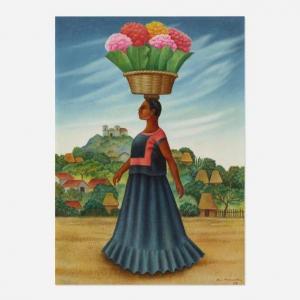 COVARRUBIAS Luis 1918-1987,Flower Vendor,1959,Rago Arts and Auction Center US 2021-06-09