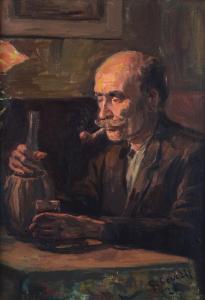 Covelli Gian Emanuele,Ritratto di uomo con pipa,1920,Galleria Pananti Casa d'Aste 2023-07-18