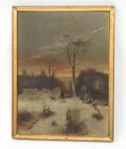 COVEY M.H,EVENING WINTER LANDSCAPE WITH FIGURE AND DOG,William J. Jenack US 2017-11-09