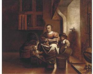 COVEYN Reinier 1636-1674,A kitchen interior with a woman and children,Christie's GB 2005-02-23