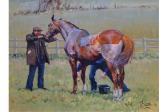 COWARD Malcolm 1948,Horse and figures in a field,Peter Wilson GB 2015-04-29