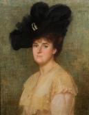 cowell eva 1897-1925,Portrait of a lady with feathered hat, believed to,1897,Bonhams GB 2009-12-03