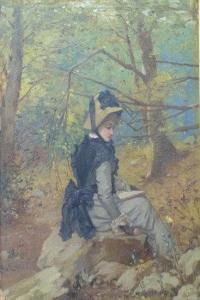 COWEN Lionel J 1800-1900,Elegant Young Lady Reading in Wood,Simon Chorley Art & Antiques 2011-05-19