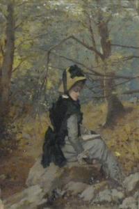 COWEN Lionel J 1800-1900,Young Lady, Reading in a Wood,Simon Chorley Art & Antiques GB 2011-07-28