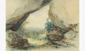 COWEN William,Le golfe d'Ajaccio vu de la grotte Aquarelle signé,1841,Versailles Enchères 2000-11-19