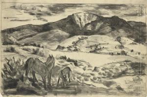 COWLES Russell 1887-1979,Western Landscape with Horses,Swann Galleries US 2019-06-13