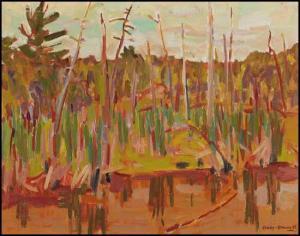 COWLEY BROWN Patrick George 1918,Orange and Brown Trees,1963,Heffel CA 2011-11-26