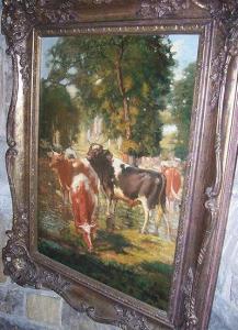 COWLEY F,Study of a Bull and Cows Beside a River,Simon Chorley Art & Antiques GB 2010-06-24