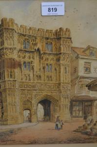 COWLISHAW Thomas 1800-1900,Canterbury Cathedral gate,Lawrences of Bletchingley GB 2022-07-19