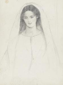 COWPER Frank Cadogan 1877-1958,Head study of a young woman, wearing a veil,Christie's GB 2021-12-16