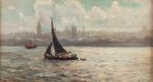 COX Arthur 1840-1917,Estuary scene with steam boat and sailing barge,Capes Dunn GB 2020-06-30