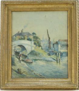 COX Charles Edward 1880-1901,Canal scene,Burstow and Hewett GB 2014-11-19