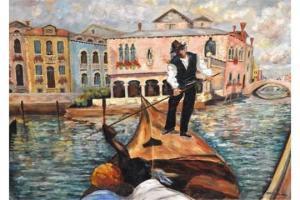 COX D.V,Venetian Gondola Scene,1960,Gilding's GB 2015-06-16